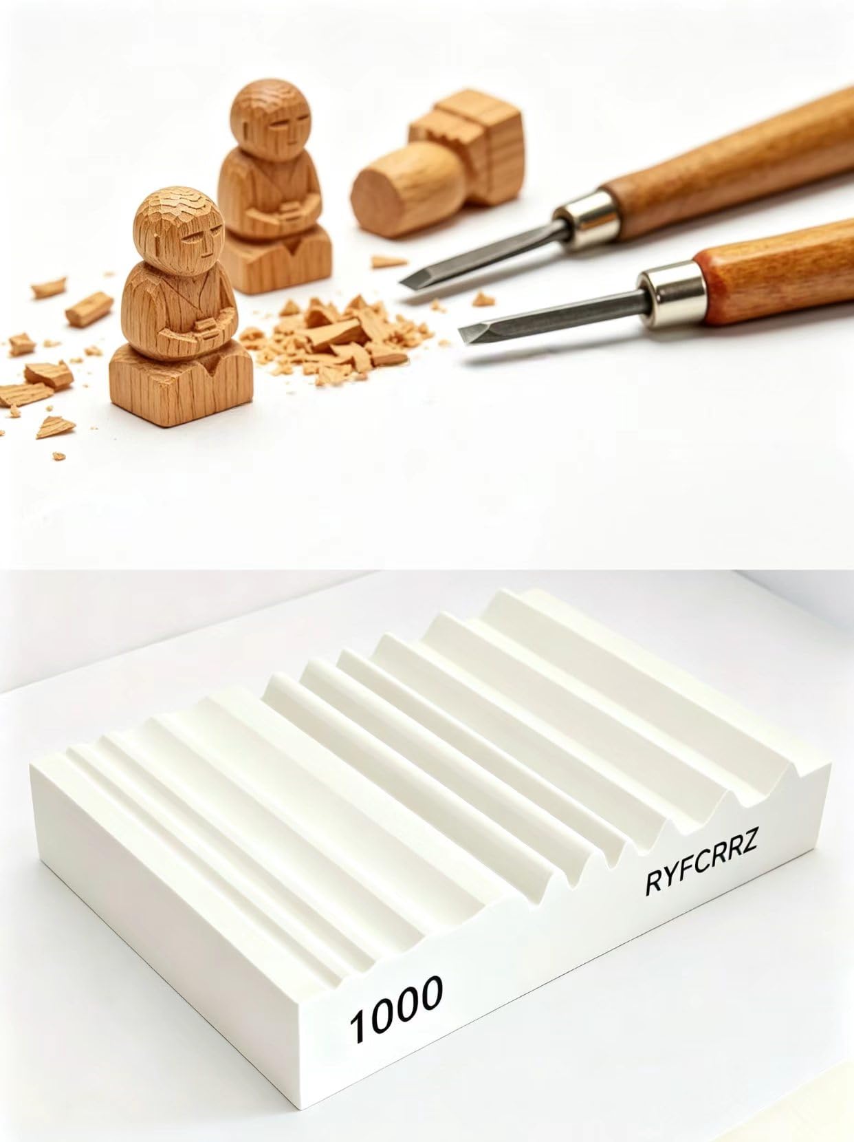 RYFCRRZ Whetstones Wood Carvers Sharpener Wood Carving Chisel Tools Knife Gouge Sharpening Stones System Handy Multifunctional Little Wet Stone Waterstone with Multiple Grooves 1000 Grit