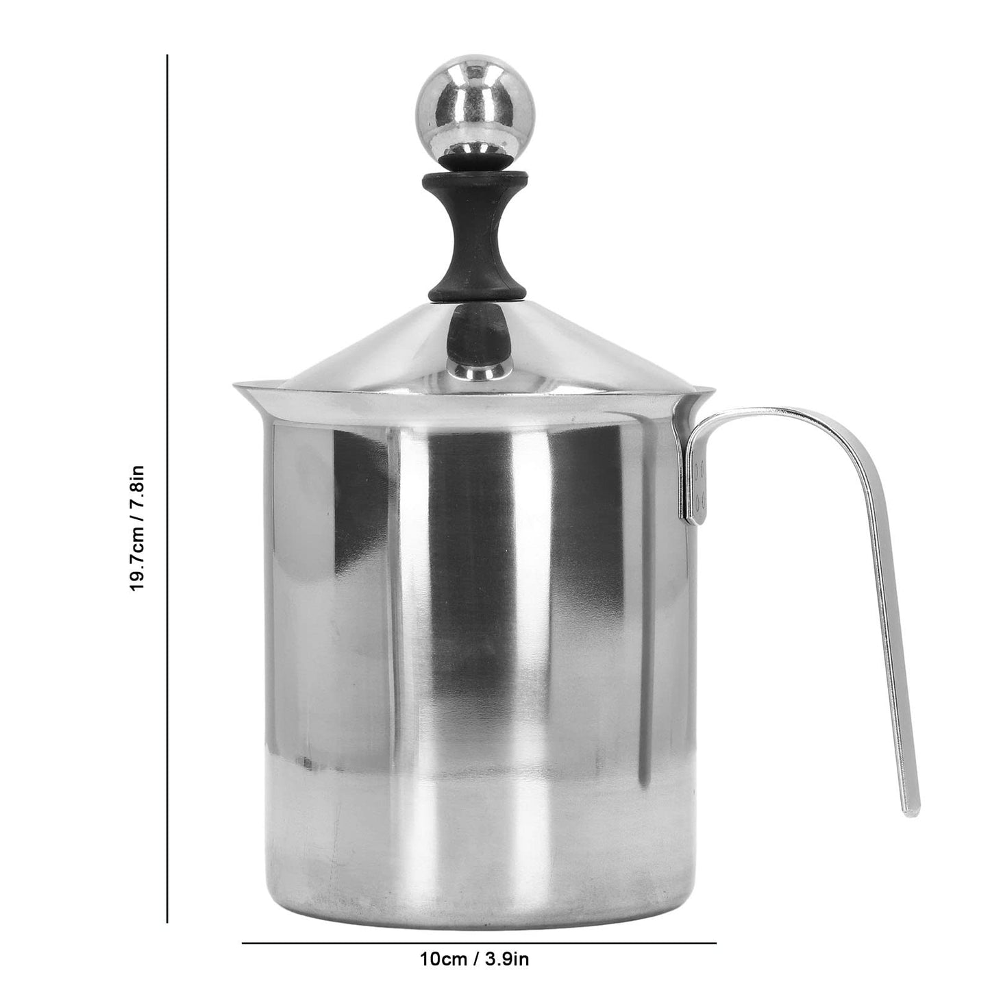 Manual Milk Frother, 27oz Stainless Steel Hand Pump Milk Frother with Double Layer Filter and Lid, Handheld Milk Foam Maker for Coffee, Latte, Cappuccino, Frappe, Matcha, Hot Chocolate