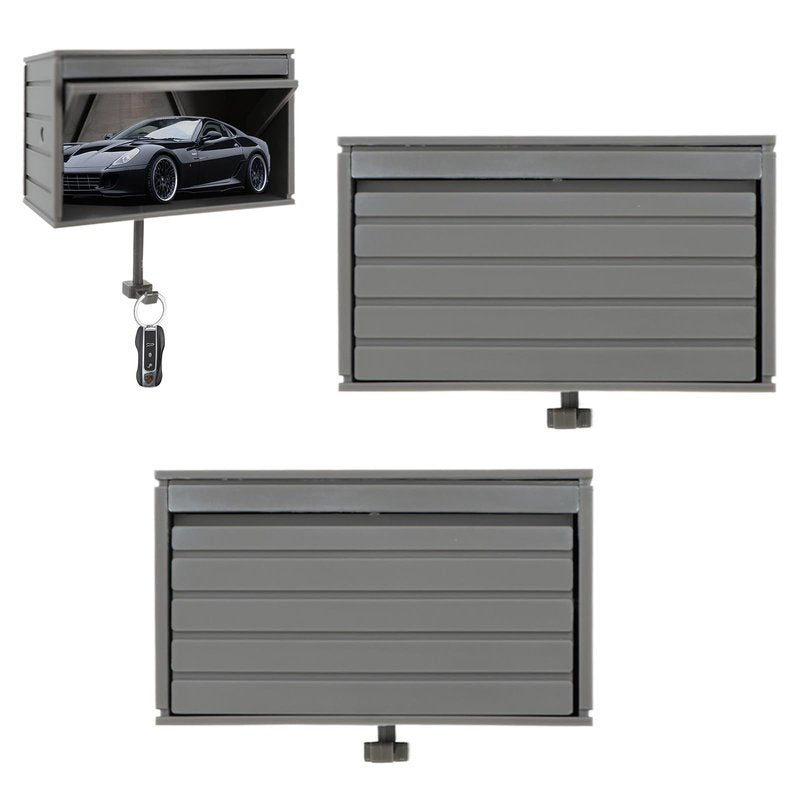 braxan 2 Pack Car Garage Key Holder & Car Key Holder for Wall, Small Toy Car Garage - with Opening Door, Effortless Wall Mount Organizer for Entryway(Grey)