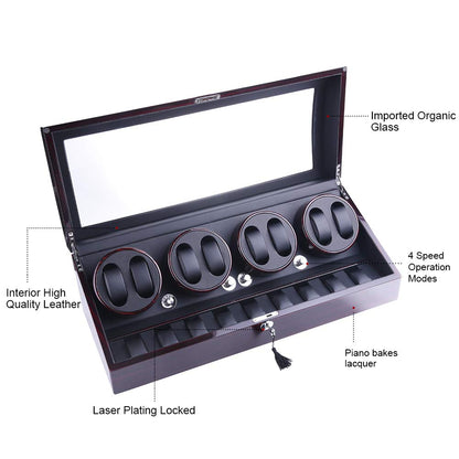 udgtee XTELARY Automatic Watch Winder, Watch Winders with 8 Winder Positions, 9 Storage Spaces, Super Quiet Motor, 4 Rotation Modes, and Dual Power Supply for Men and Women Watches