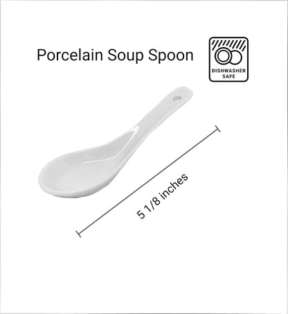 JapanBargain 1572x4 White Porcelain Soup Spoons - Japanese Chinese Rice Spoons, Pack of 4