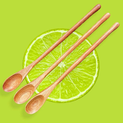 Rose Wood 8.5" Long Handle Coffee Tea Stirrer Mixing Spoons, Set of 6