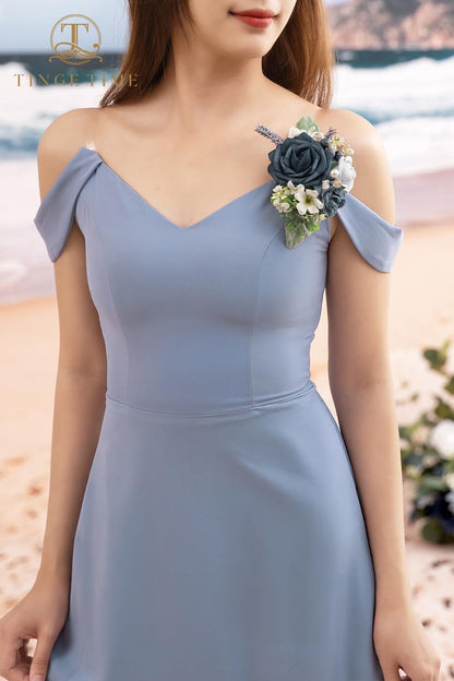 TINGE TIME Artificial Shoulder Corsages Flowers, Set of 2, Mother of The Bride Floral Corsage for Wedding Ceremony Anniversary Formal Dinner Party (Dusty Blue)