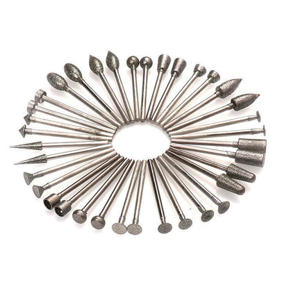 Luo ke 36 Pcs Diamond Mounted Carving Tool - 3/32 Inch Shank Diamond Grinding Burr Includes 18 Kinds of Grinding Head Shape For Dremel Rotary Tool