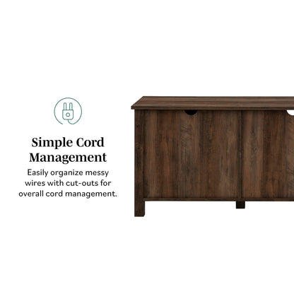 Walker Edison Portsmouth Classic 2 Glass Door TV Stand for TVs up to 80 Inches, 70 Inch, Dark Walnut