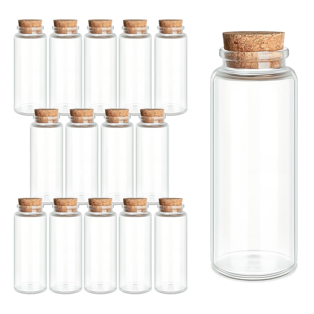 15-Pack 1.35 oz (40 ml) Glass Bottles with Cork Stoppers – for Spell Bottles, Spice Jars, DIY Party Favors, Travel Memories & Plant Propagation – Empty Recyclable Containers for Crafts, Kitchen,Décor