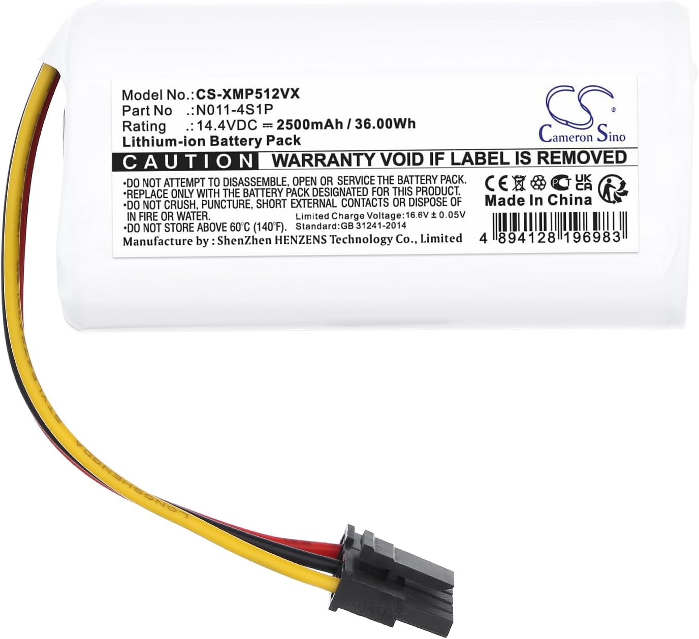 Cameron Sino 2500mAh Replacement Battery for 042621, BHR5217EU, Mi Robot Vacuum Mop 2 Lite