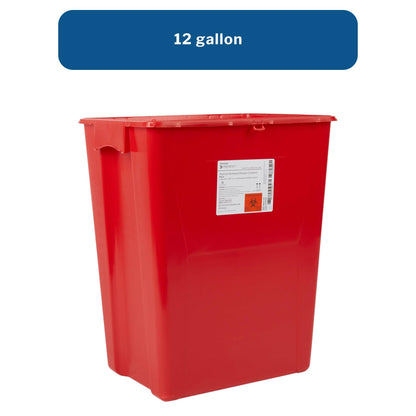 McKesson Prevent Biohazard Sharps Container, Premium - PG-II, Plastic, Vertical Entry, Rotating Lid - Red, 12 gal, 13 in x 17 3/10 in x 20 4/5 in, 1 Count