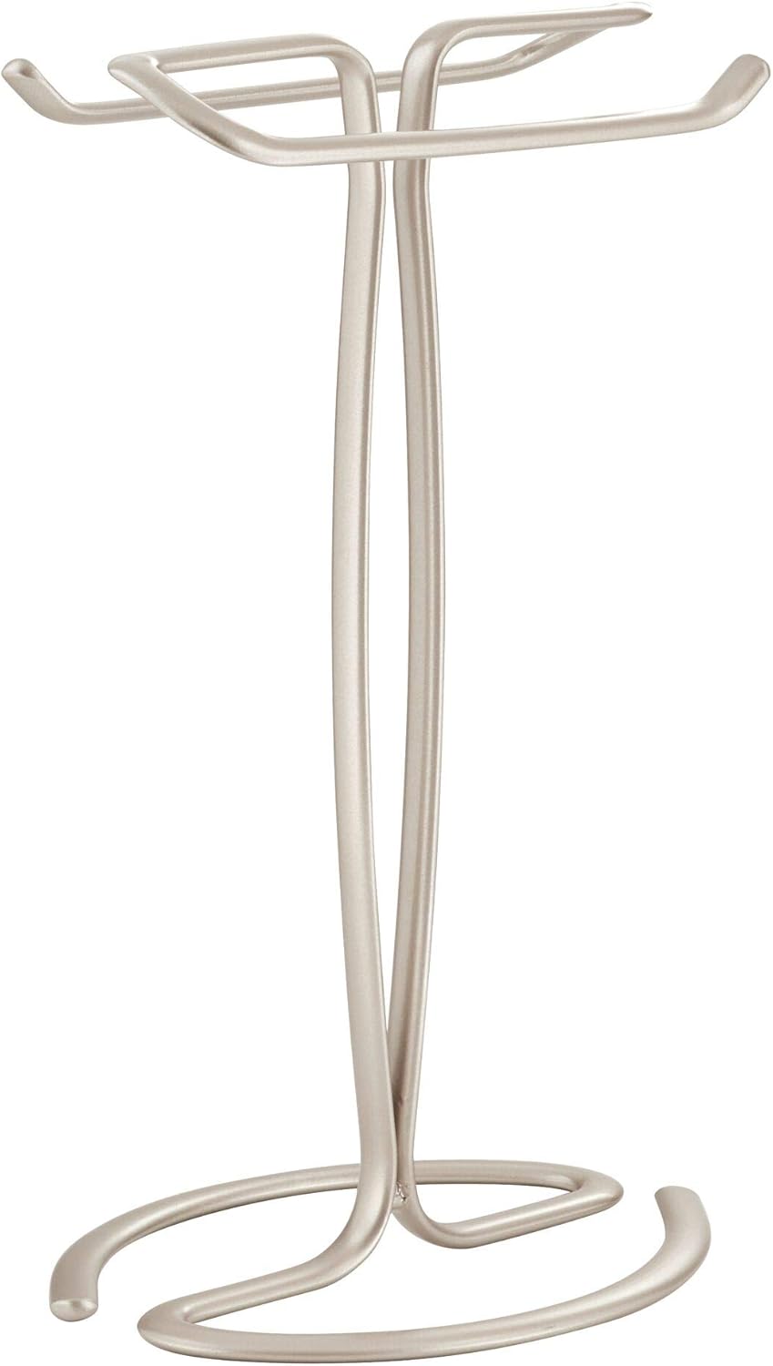 iDesign Axis Metal Hand Towel Holder for Master Bathroom, Vanities, Countertops, Kitchen, Holds 2 Finger Tip Towels