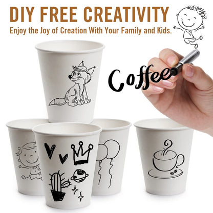 Ginkgo 100-Pack 8 oz Thickened Disposable Coffee Cups with Lids and Sleeves, To Go Cups for Hot Beverages, Perfect for Hot Coffee, Cocoa, and Chocolate