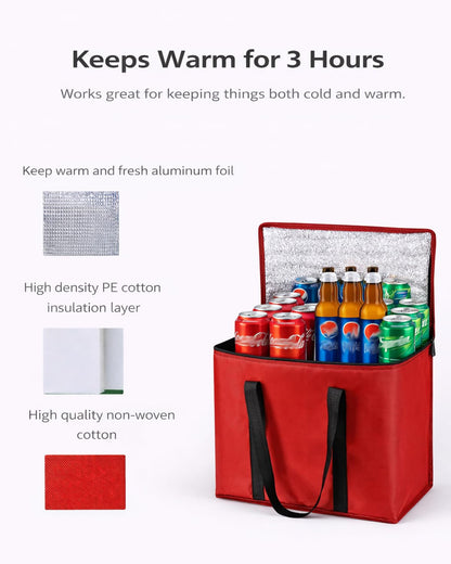 drink carrier for delivery drink holder carrier with handle reusable drink holder bag drink carrier bag cup car carriers for hot or cold food travel delivery driver essentials insulated Cooler Red