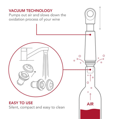 Vacu Vin Wine Saver Vacuum Stoppers - Airtight Seal for Opened Bottles to Preserve the Freshness Up to 10 Days - Easy to Use Perfect for Every Occasion, Set of 4 - Multicolor