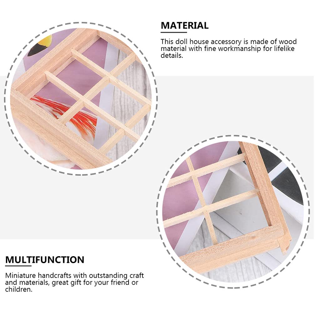 6Pcs Dollhouse Windows 1: 12 Scale Unfinished Miniature Wooden Windows Frame Mode, Mini Furniture Doll House Decoration (4.52X3.26X0.79inch)