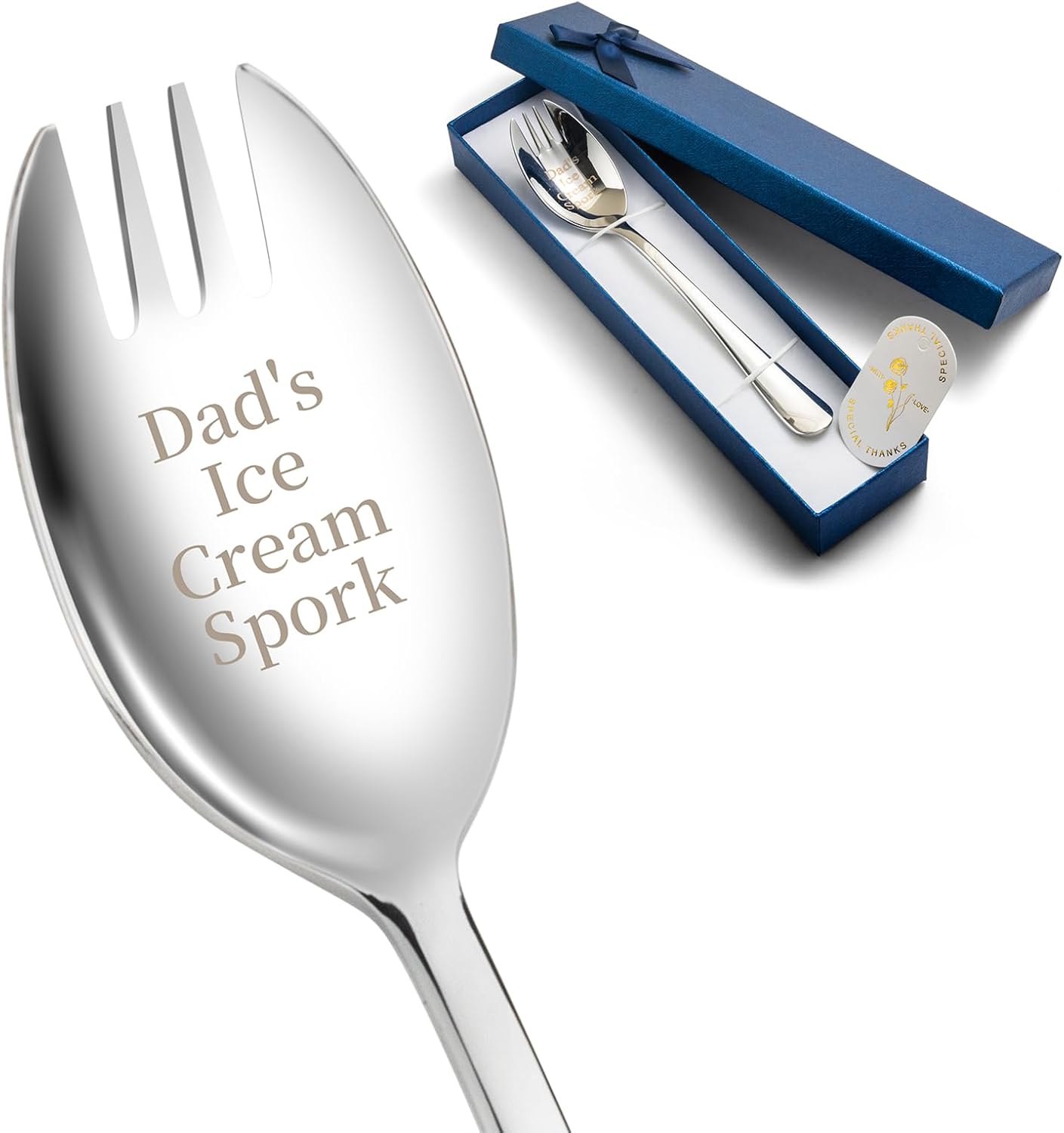 1-Pack 5.7 Inches Alata Spork Gift for Dad, Food-grade Stainless Steel Spork, Salad Forks For Dessert, Ice Cream