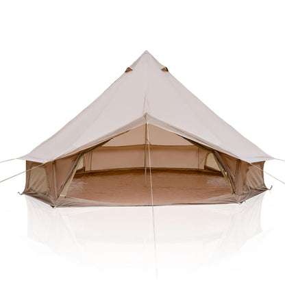 KEIKI 4 Season Canvas Bell Tent 13.1 FT Waterproof All Weather Glamping Yurt Tent, Luxury Hot Tent Stove Jack, Breathable Large Family Camping Teepee for 6 People Outdoor Adventure & Party, Beige