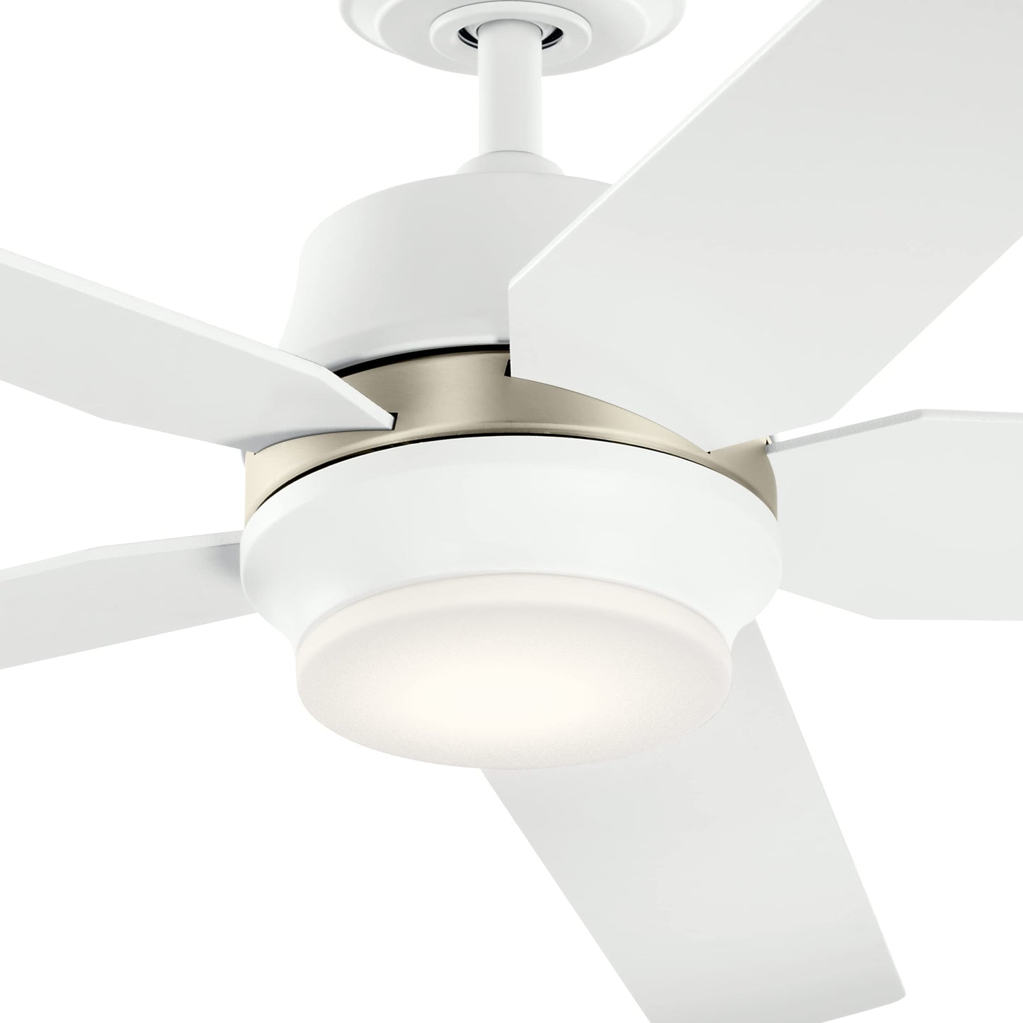 Kichler Maeve 52 inch LED Ceiling Fan with Satin Etched Cased Opal Glass in Matte White with Matte White Blades