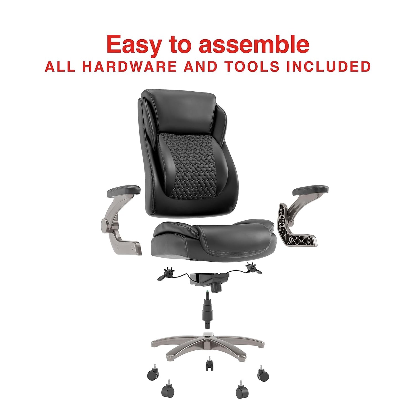 Staples Randolph Ergonomic Bonded Leather Executive Big & Tall Chair, 400 lb. Capacity, Black