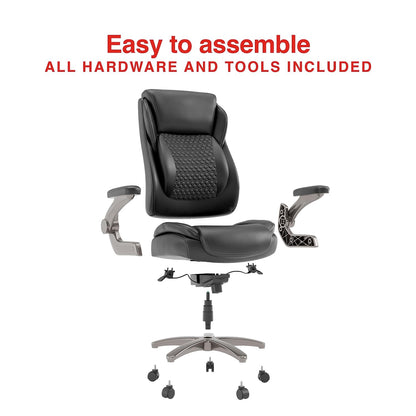 Staples Randolph Ergonomic Bonded Leather Executive Big & Tall Chair, 400 lb. Capacity, Black