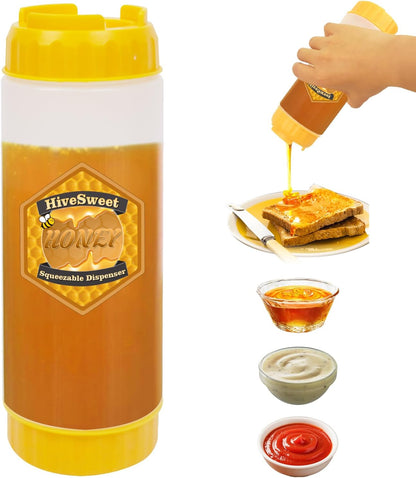 18 Oz Honey Dispenser Honey Dispenser No Drip For Home Kitchen Double Head Extrusion Syrup Dispenser
