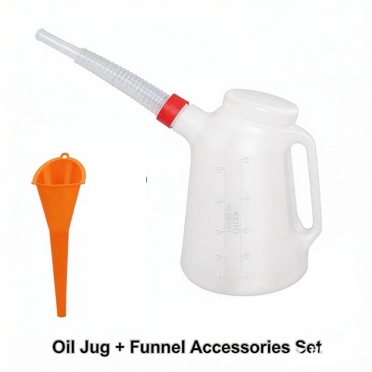 2 Quart Oil Jug, Oil Measuring Container Automotive and Flexible Oil Funnel Set Oil Dispenser Automotive Motor Oil Container with Lid and Cap for Automotive Oil Change