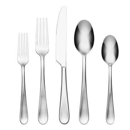 Oneida Silverware Set, Grant 20 Piece Everyday Flatware Set, Service For 4, 18/0 Stainless Steel, Dishwasher Safe, Knives Spoons And Forks Set, Dishwasher Safe, Home And Kitchen (Silver, 20 Pieces)