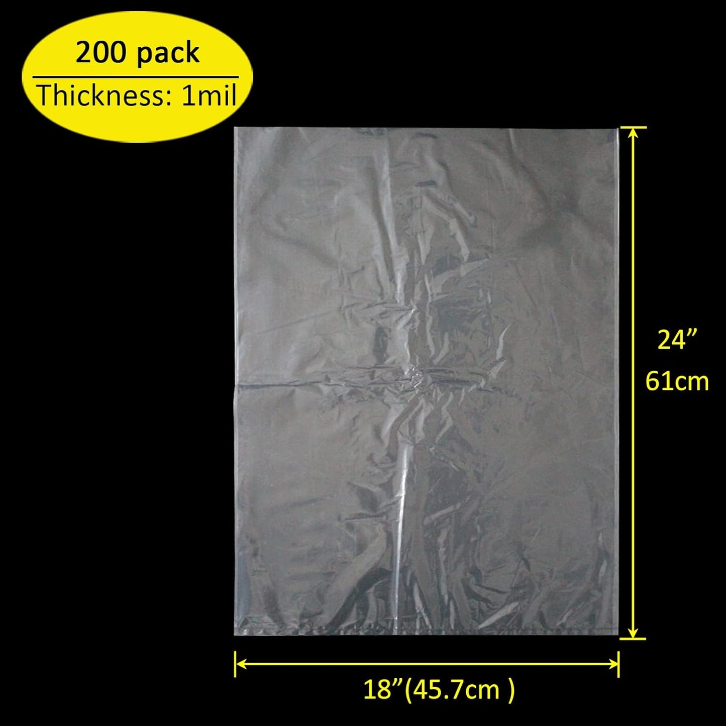 200 Pack 18 24 Inch Packaging, Bag(1 x Plastic Produce Bags Bread Loaf Bags Clear Plastic Flat Poly Bags with Twist