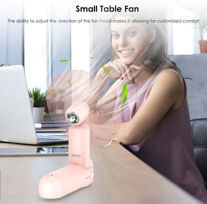 Portable Handheld Fan, 4 IN 1 Personal Foldable Pocket Fan with Power Bank and Flashlight (Pink)