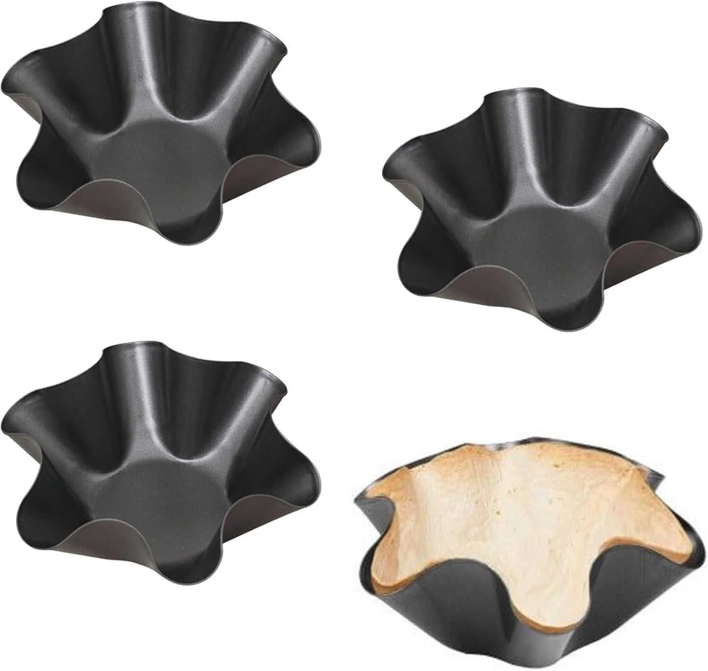 Tortilla Pan Set, 4pcs Nonstick Tortilla Bowl Maker, Carbon Steel Taco Salad Shell Molds for Kitchen, Microwave &