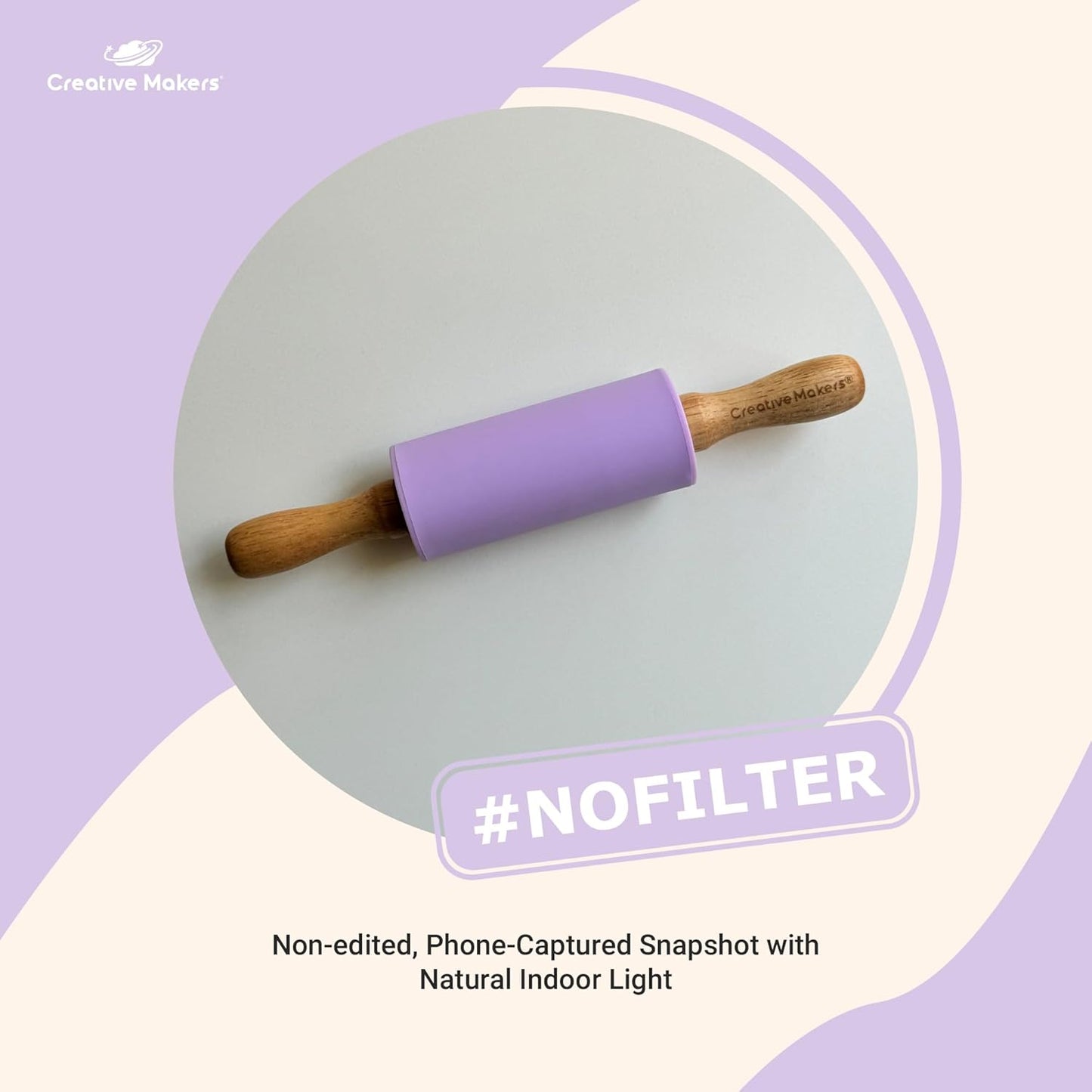 Small Rolling Pin for Kids, Non-Stick Silicone Surface with Wooden Handles for Play Dough and Baking Rolling Pin (Light