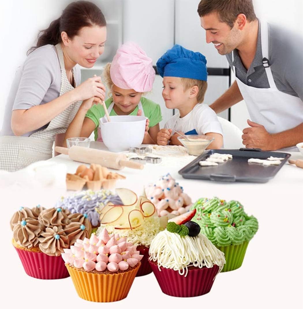 Reusable Silicone Cake Mold 24PCS, Small Baking Cup Truffle Cake Pan Set, 8 Colors Non-Stick