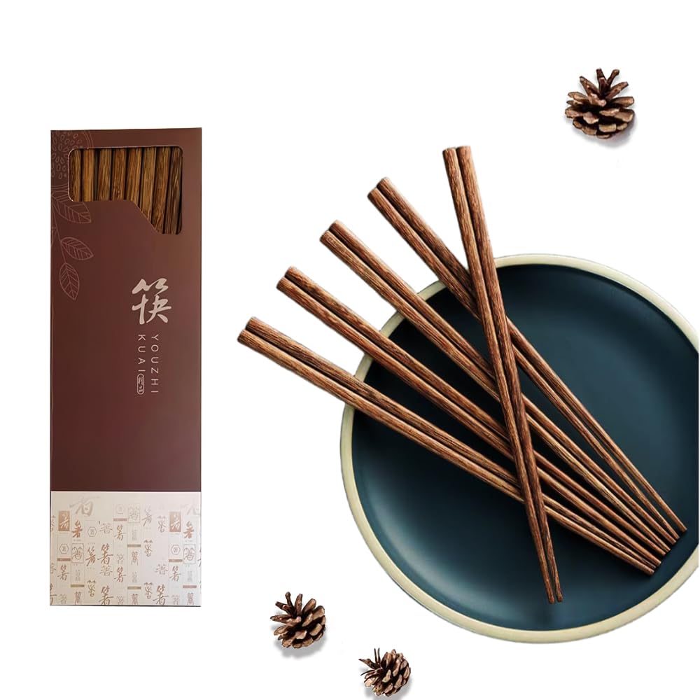 50-Pairs Wooden Chopsticks, Dishwasher Safe Chopstick,ReusableNatural Healthy, Chinese Classic Style for Kitchen, Dining Room, Gourmet, Noodles (9.8 Inch)