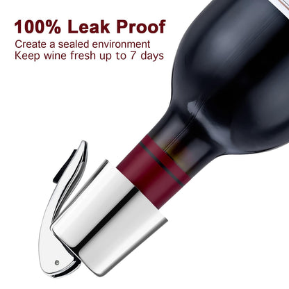 BETTFOR Wine Stoppers for Wine Bottles with Stainless Steel Vacuum Wine Bottle Stopper with Silicone Reusable Wine Corks, Leak proof Keep Fresh Suitable for Red&White Bottle (Silver, 3 Pack)