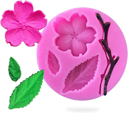 Rolin Roly Fondant Flower Mold, 3D Silicone Mould for Peach Leaves, Mini Cake Decoration Accessories