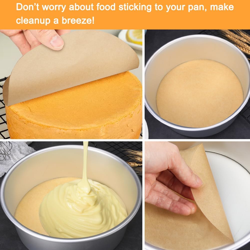 BYKITCHEN Parchment Paper Rounds, Set of 200 Non Stick 9 Inch Pre-Cut Baking Liners for Round Cake Pan