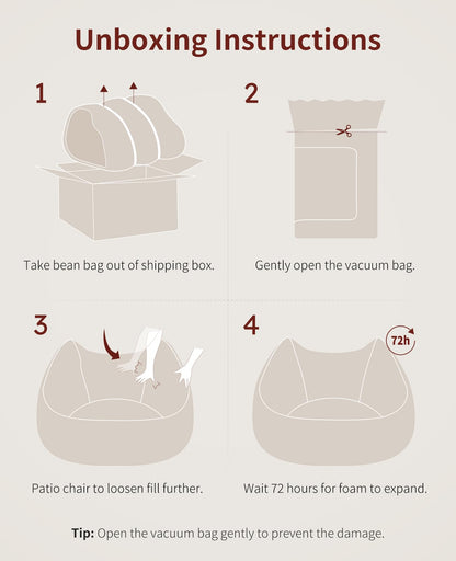 Relefree 70.9" Oversized Bean Bag Chairs for Adults,Loveseat Sofa,Plush Modern Boneless Loveseat,Bean Bag Couch for Reading,Mini Small Couches for Living Room, Office,Bedroom,Apartment,Latte Brown