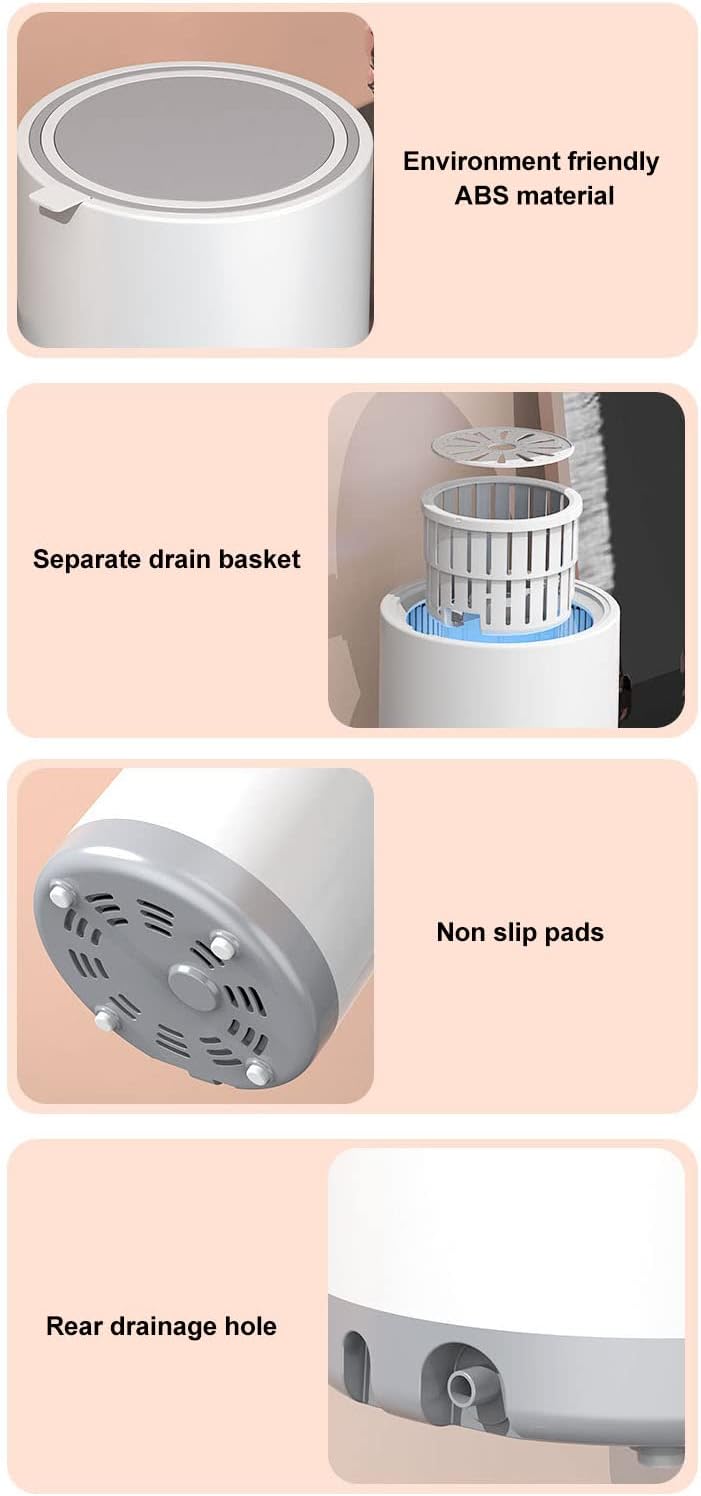 Portable 2 in 1 Mini Washing Machine, 6L Washer and Spin Dryer with Drain Basket for Apartment RV (US Plug)