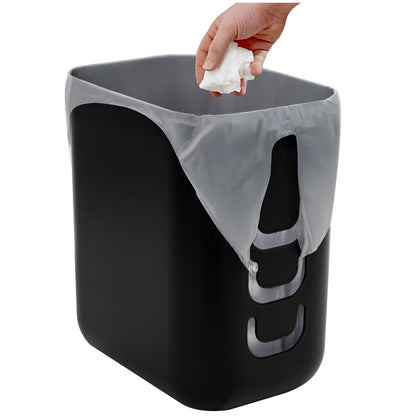 2.5 STORi Luup Trash Can (Black) - Reuse Grocery Bags - Plastic Garbage Container for Bathroom, Vanity, Laundry Room