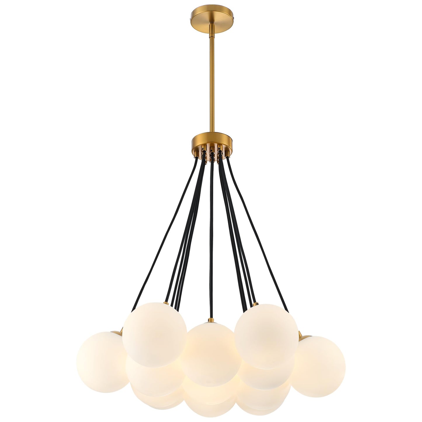 13-Light Bubble Chandelier, Modern Sputnik Glass Chandelier, Milk Glass & Globe Pendant Light, Elegant Bubble Hanging Island Lighting for Bedroom, Living Room, Dining Room & Kitchen Island Over Table