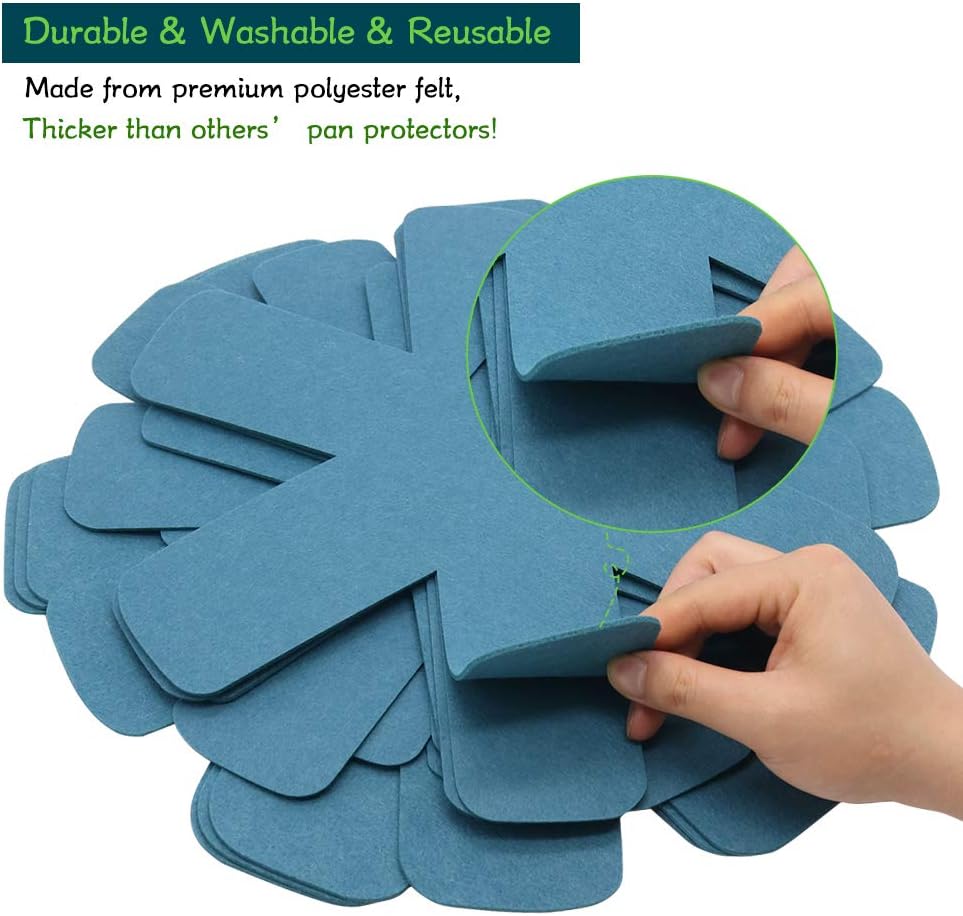 Pan Pot Protectors, Larger & Thicker Protector Pads, 12 Pcs Pot Separator Pads for Protecting and Stacking Cookware