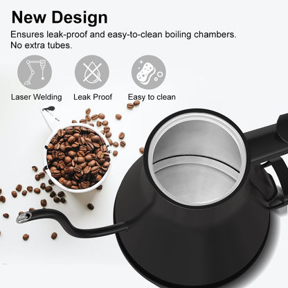 Onlicuf Gooseneck Electric Kettle 0.8L - Matte Black Tea Kettle with Auto Shut Off, Boil-Dry Protection & BPA-Free, Precision Electric Water Kettle for Pour Over Coffee