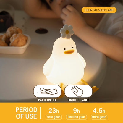 Icotoibabie Cute Flower Chick Night Light for Kids, Infants Soft Cute Flower Chicken Lamp Is Aesthetic Bedroom Decor, Food Grade Silicone Squishy Lamp Led Have 3 Levels Dimmable Lights Gifts for Women