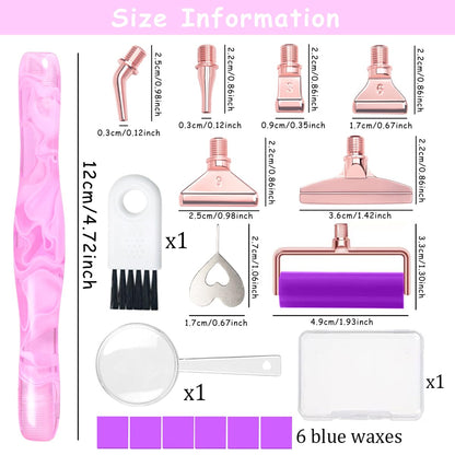 Praise V Do Ergonomic Diamond Painting Art Drill Bead Dot Pen Kit with Screw Steel Silver Metal Tip Nibs Placers Roller Tool Accessories for 5D Diamond Paint Pink
