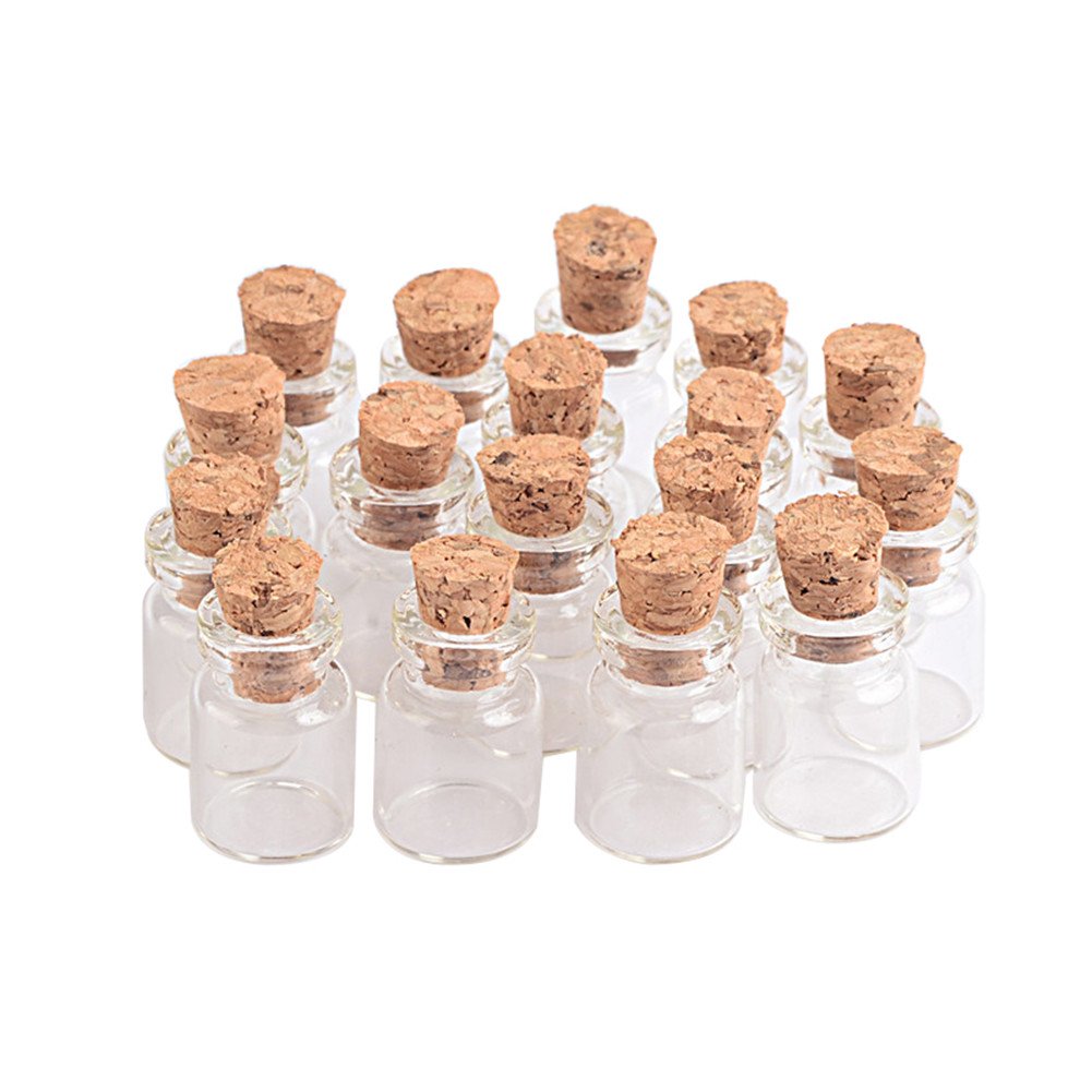 TAI DIAN 100pcs 0.5ml Cute Mini Glass Bottle With Corks Transparent Empty Small Wishing Bottle Decoration Crafts Glass Vials Jars (0.5ml (10x18x5mm))