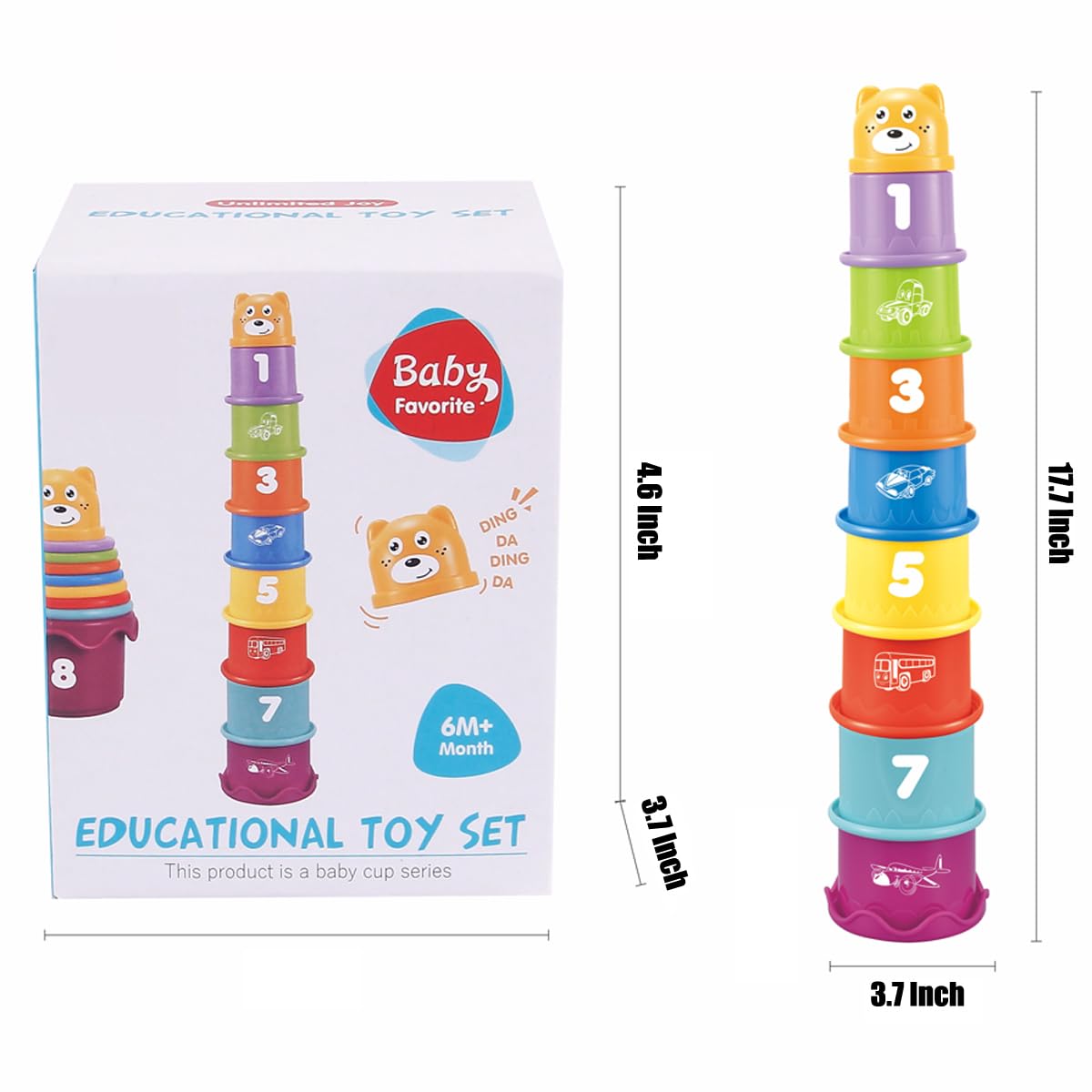 Cosaway Baby Stacking Nesting Cups Toys, Baby Toys 6 to 12 Months, Montessori Toys for Toddler Gifts 1 Year Old