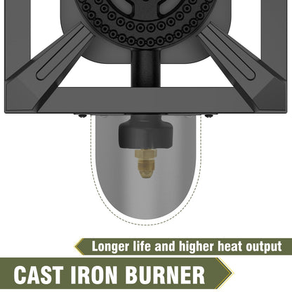 BESTFIRE Propane Burner, 100,000 BTUs High Pressure Single Propane Stove - Heat Shield and Guard, 4.1ft Adjustable Hose with Regulator, Gas Stove for Outdoor Cooking, Turkey Fry, Seafood Boil
