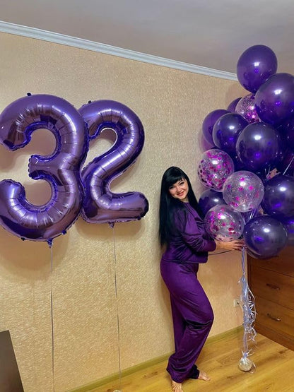 Purple Number 60 Balloon - 40 Inch Giant Foil Decoration for 60th Birthday Party Supplies