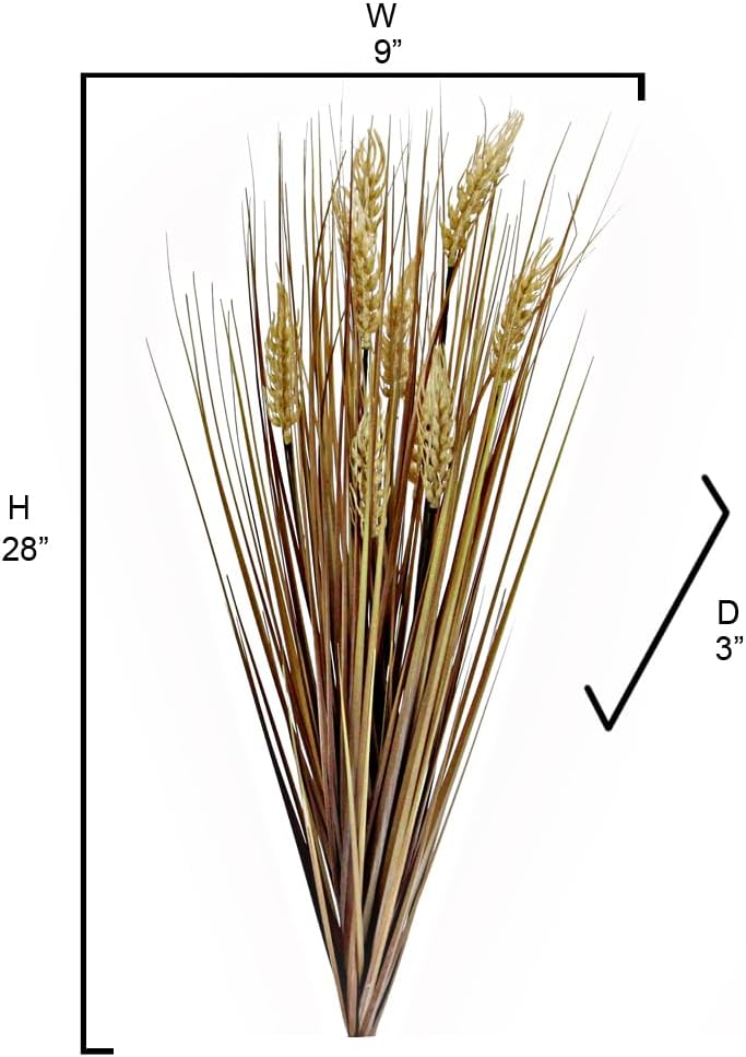 Admired By Nature 28" Artificial Wheat Grain Flowers & Grass Bush for Home Kitchen Office Wedding Fall Décor, Gold