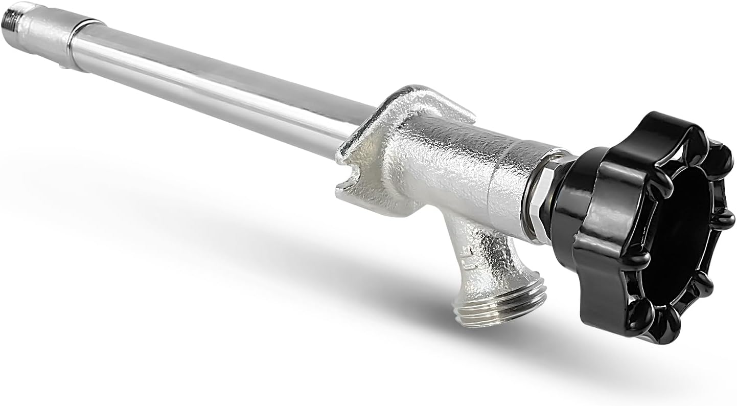 12 Inch 1/2" 3/4" Midline Valve Frost-Free Sillcock, Chrome-Plated Brass Body MIP/Sweat Inlet x Hose Bib Outlet