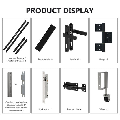 Treslam Wood Plastic Privacy Fence Gate 6ft(H) x 3ft(W), Metal Frame with Knob Kits, Durable Composite Outdoor Gate,Black