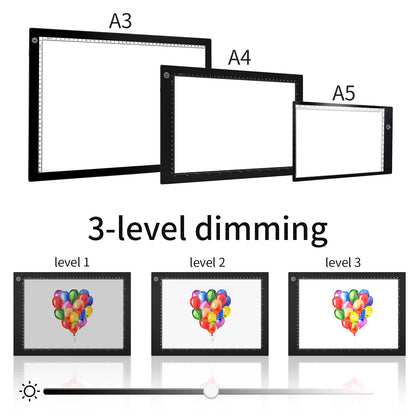 Light Box Drawing Pad A4, Tracing Board with Type-C Charge Cable and Brightness Adjustable for Artists, AnimationDrawing, Sketching, Animation, X-ray Viewing (A4-PS)